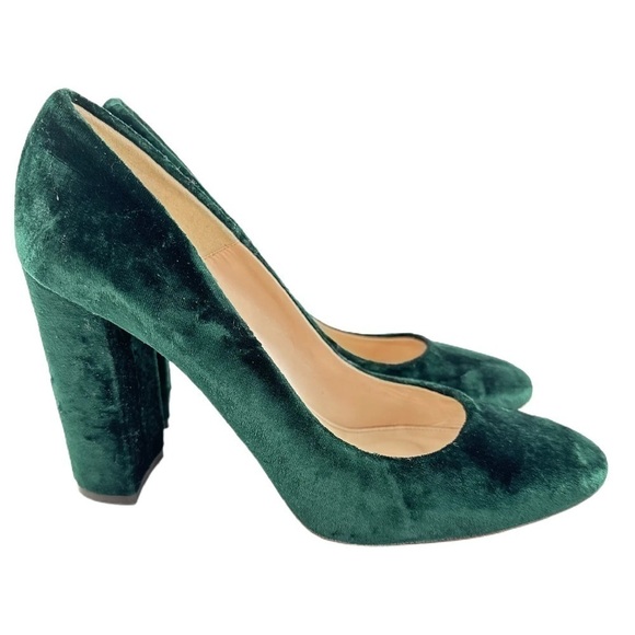 J crew collection size 10.5 emerald green velvet holiday party formal Jewel - Picture 12 of 12